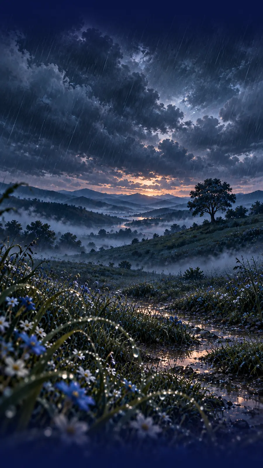 La pradera bajo nubes de lluvia
